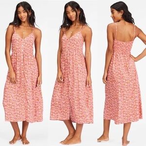 Billabong Venice Babe Midi Slip Dress In Vintage Coral Size Large